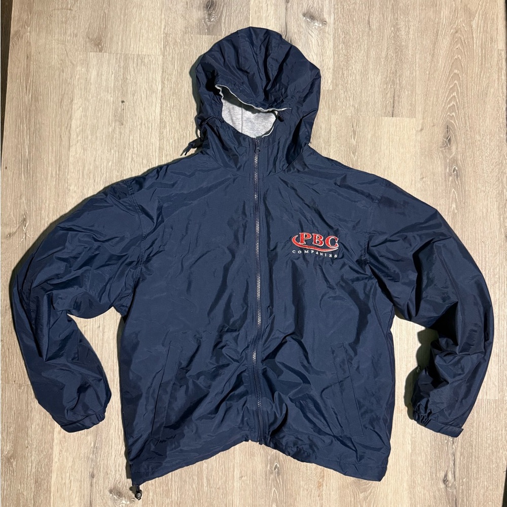 Navy Hooded Windbreaker Jacket